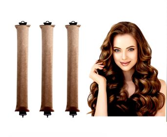 Thick 3cm Sleep Hair Curler Suitable For Dry Hair (Option: Khaki 3 Pieces)